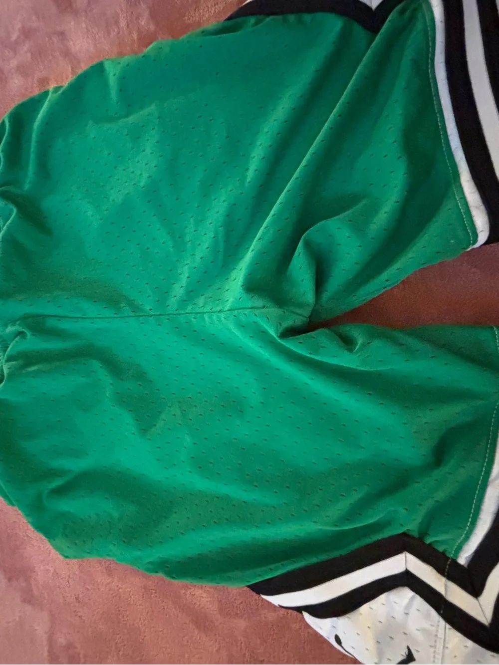 Jordan Men's Green Athletic Mesh Shorts with Black and White Trim